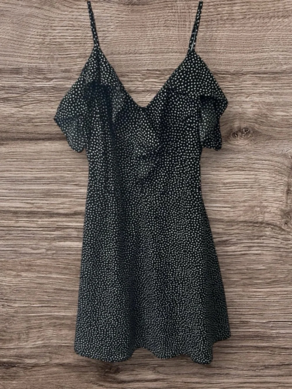 Black Speckle Cold-Shoulder Mini Dress